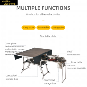 BC Outdoor Camping Mobile Folding Camping Cooking Table Portable Camping Kitchen Table luxury Kitchen Station for BBQ Party and picnics