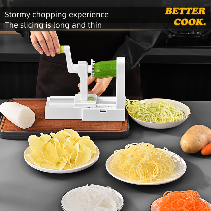 Brieftons QuickFold 5-Blade Spiralizer: Versatile & Compact Foldable  Vegetable Spiral Slicer, Best Veggie Pasta Spaghetti Maker for Low