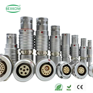 B series push pull connector metal circular IP50 indoor used with 360 degree EMC shielding