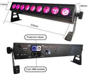 9*15W 6in1 RGBWA+UV Led rechargeable battery bar light with Wifi+ dmx Wireless+IR remote control