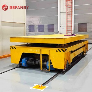 China warehouse pipe transport scissor lift table rail transfer trolley