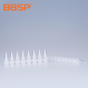 Flat Cap Transparent Plastic 0.2ml 8 Strips PCR Tubes