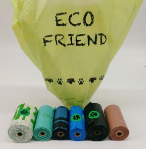 Biopoly Pet supplies of 100% biodegradable custom printed dog poop bags