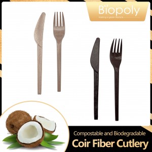 NEW Biodegradable Coconut Fiber Fork Knife Cutlery