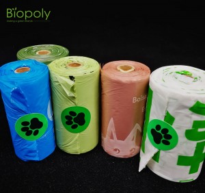 Biopoly Manufacturer wholesale biodegradable roll pet waste bag with dispenser dog poop bag