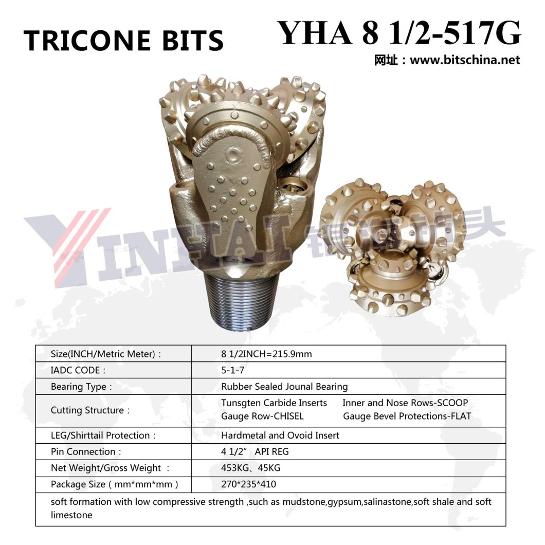 Manufacturer Produces 8 1/2" IADC517 Tricone Bit/Roller Cone Bit
