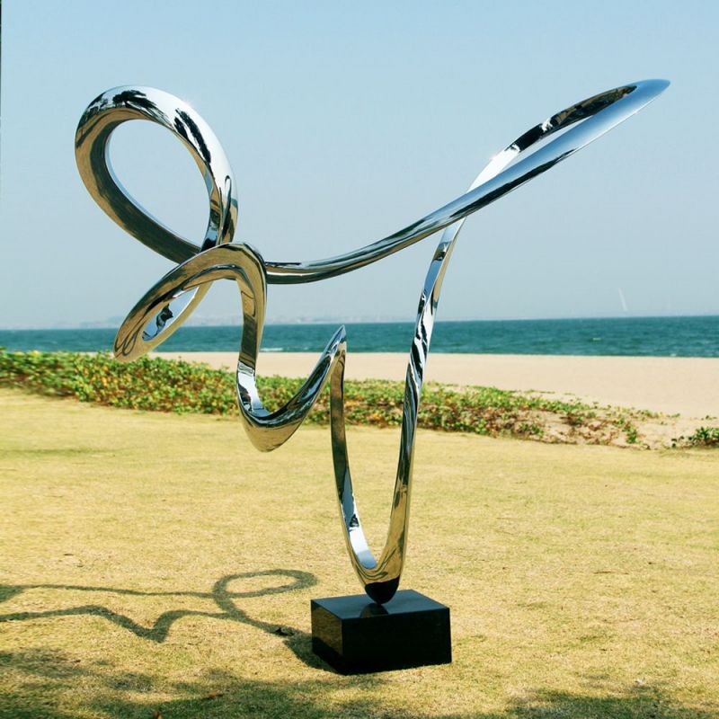 Outdoor Modern Art Mirror Polished Metal Statue Abstract Stainless Steel Sculpture