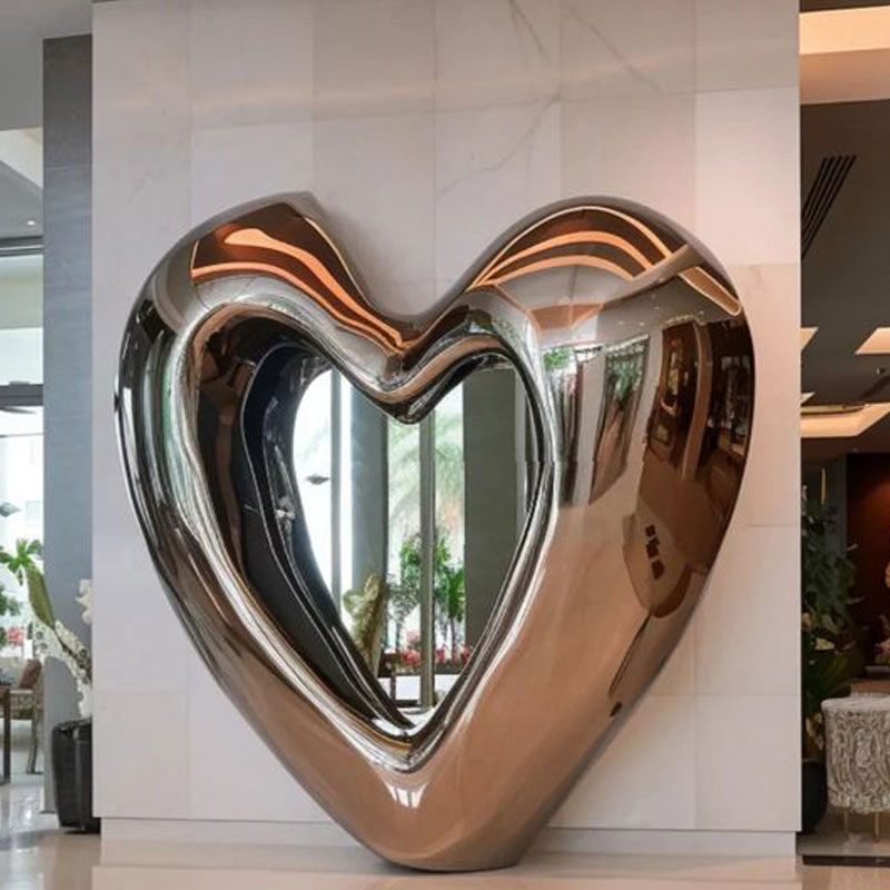 modern stainless steel heart sculpture