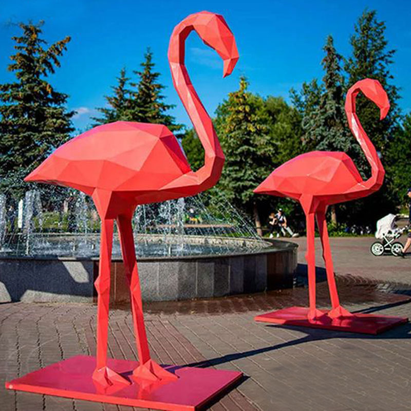 flamingo sculpture outdoor stainless steel