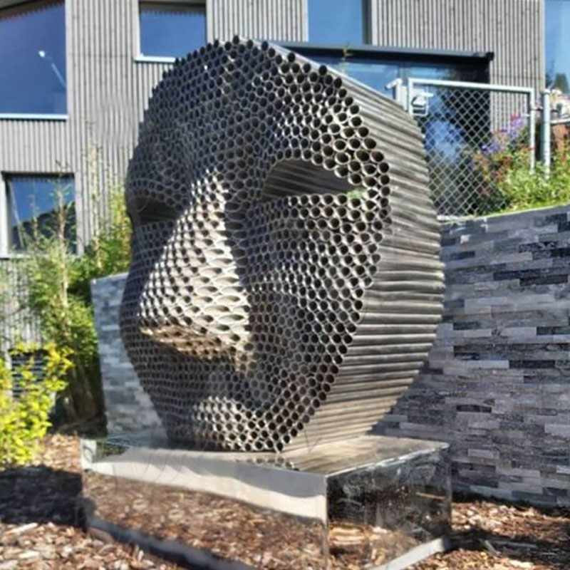 stainless steel human face sculpture
