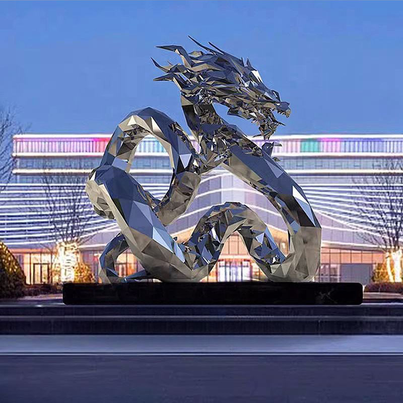 stainless steel dragon sculpture