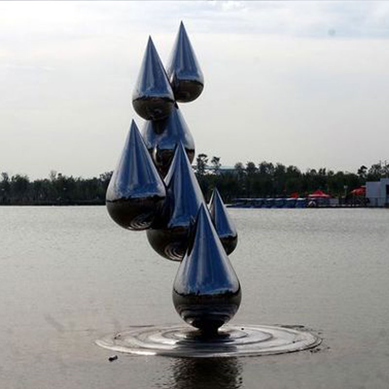 stainless steel water drop sculpture