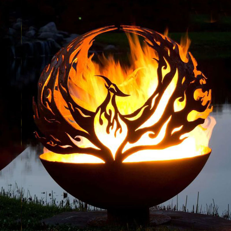 stainless steel fire pit sculpture