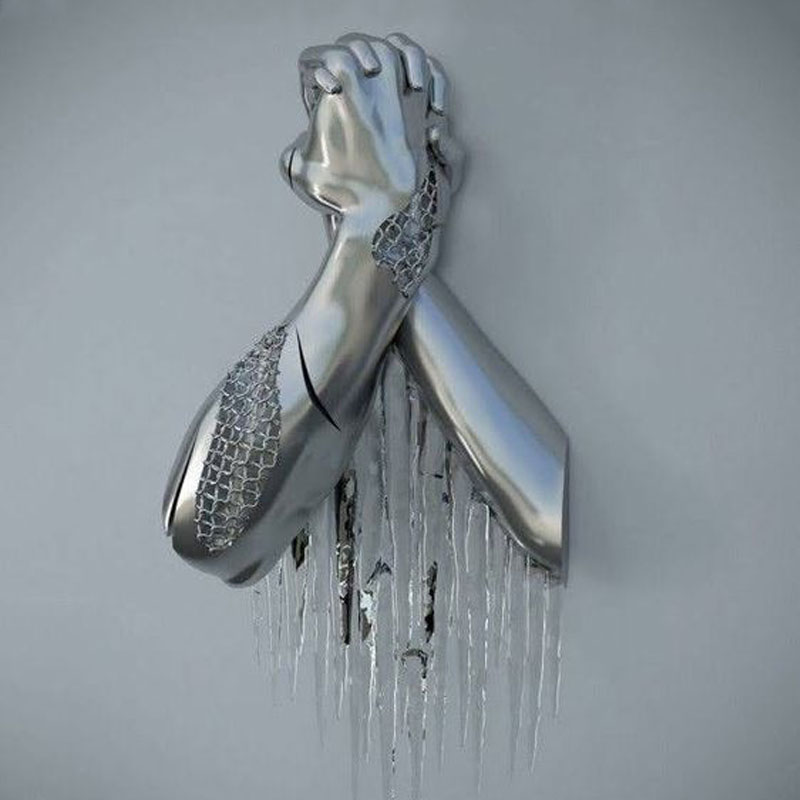 stainless steel modern human body wall sculpture