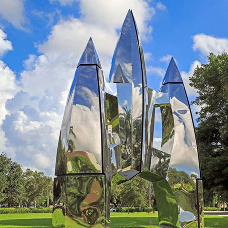 stainless steel rocket sculpture