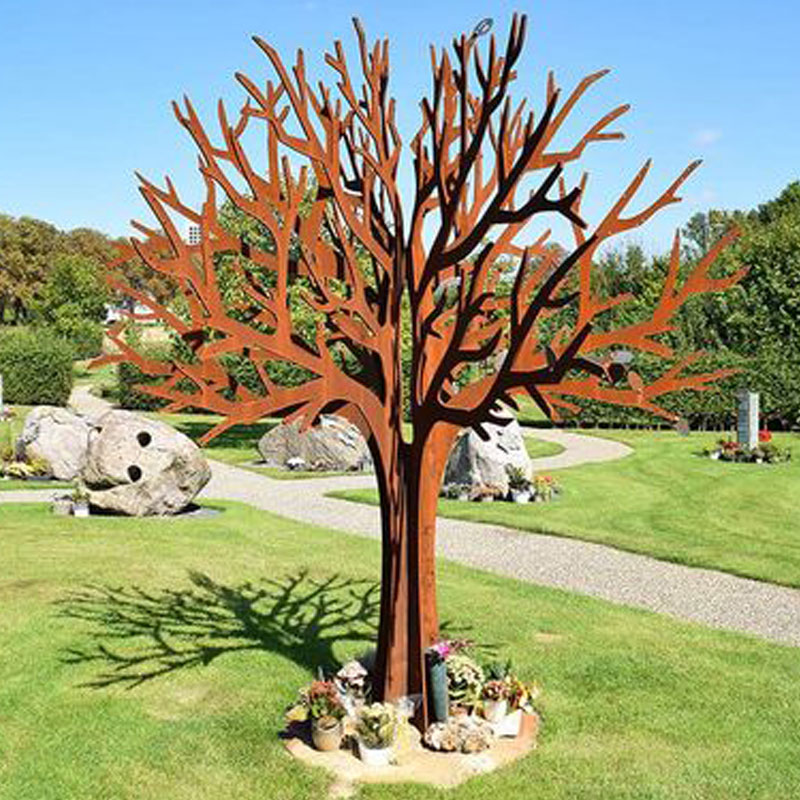 stainless steel corten steel garden tree sculpture