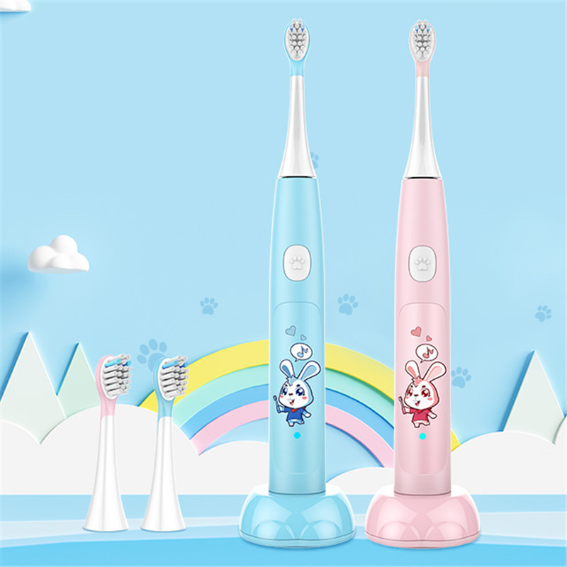 Sonic Rechargeable Kids Electric Toothbrush with Cute Cartoon Sticker