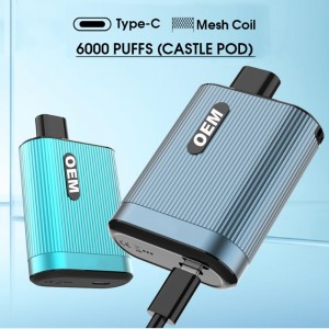 Newest Disposable Pod Fizzy 6000 Puff Bar E Cigarette Vaporizer Box 15ml E-juice Rechargeable Disposable Vape Pen