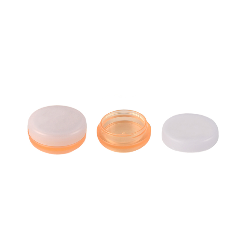 single cream eyeshadow empty jar screw lid translucent orange color