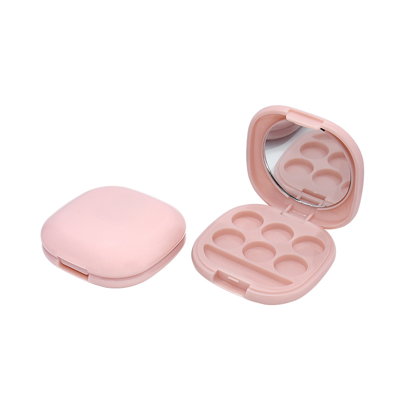 portable cute pink 6 pans makeup ເປົ່າ concealer eyeshadow palette with mirror