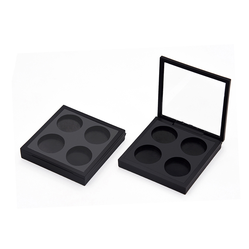 4 round holes magnetic black empty makeup eyeshadow palette with window