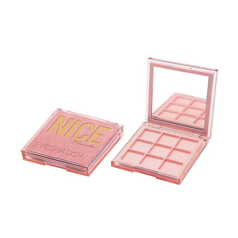 9 colors fancy rose gold square eyeshadow case with top plate