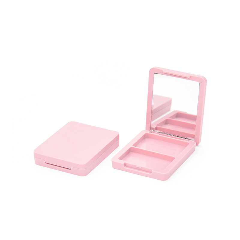 blush pwoder case two grid rectanle clamshell mini compact case