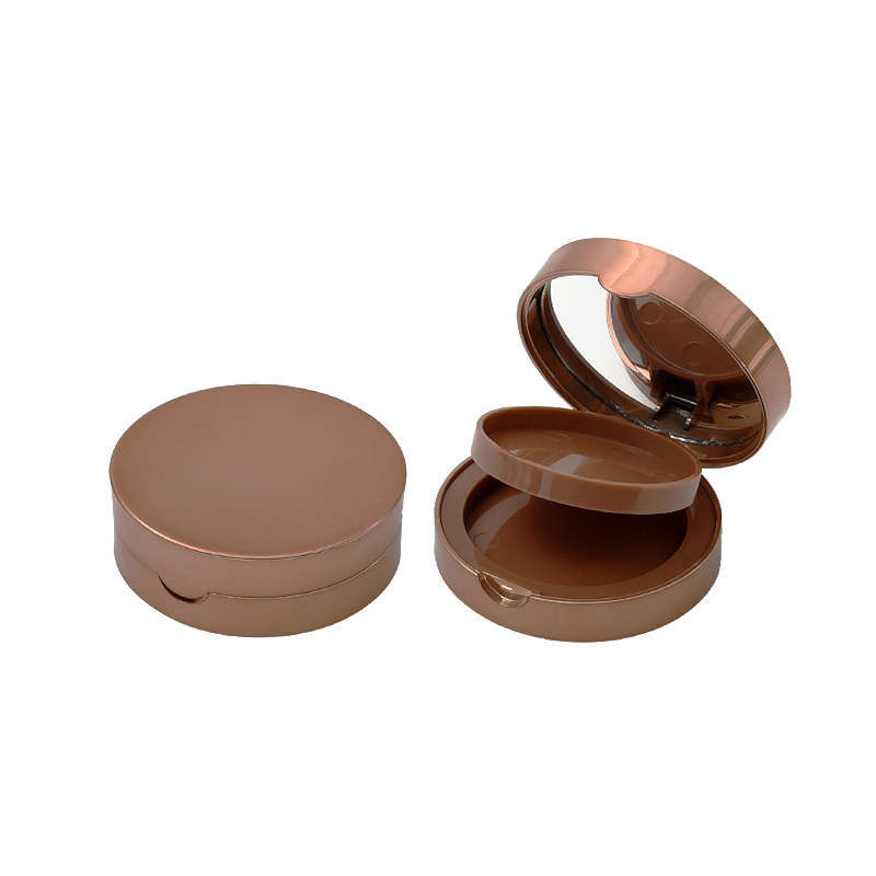 Embalaxe de rubor marrón de luxo Estuche magnético de po compacto de 2 capas