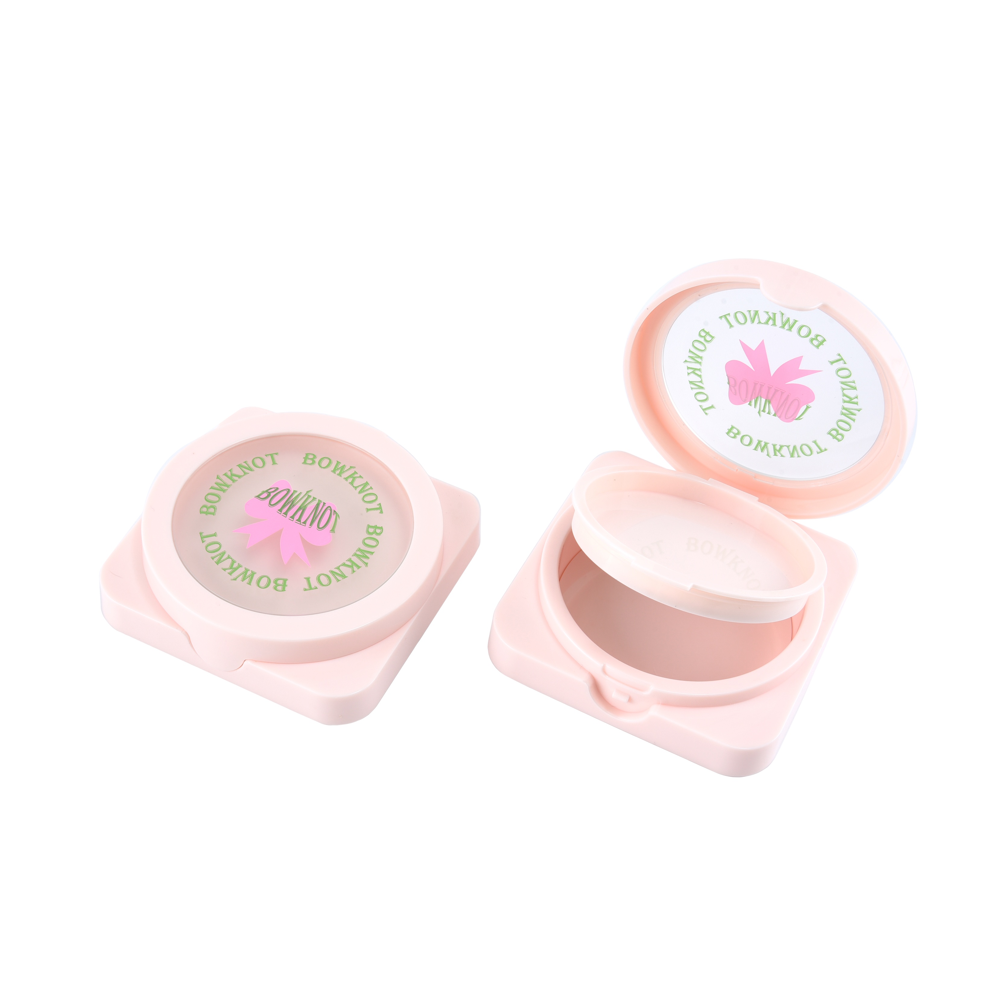 cosmetic face powder packaging square shape round lid double layers