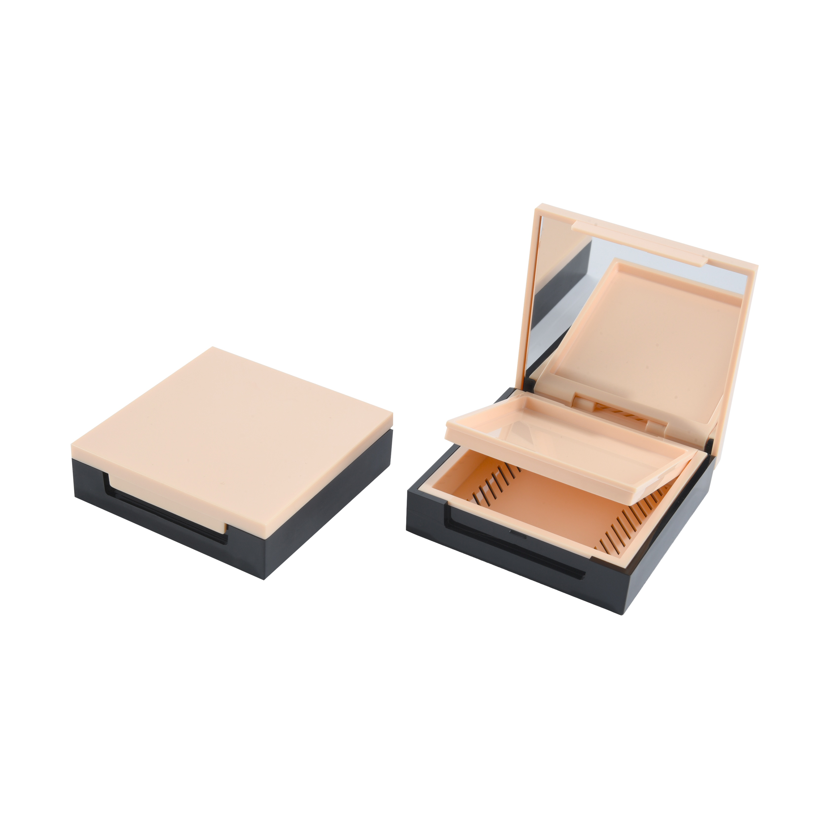 compact powder nail case empty square shape double layer