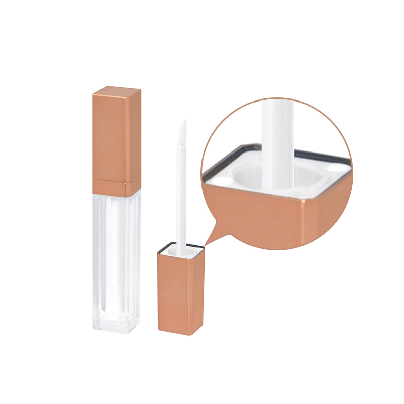 Private label 7ml transparent square led light up lip gloss container tube