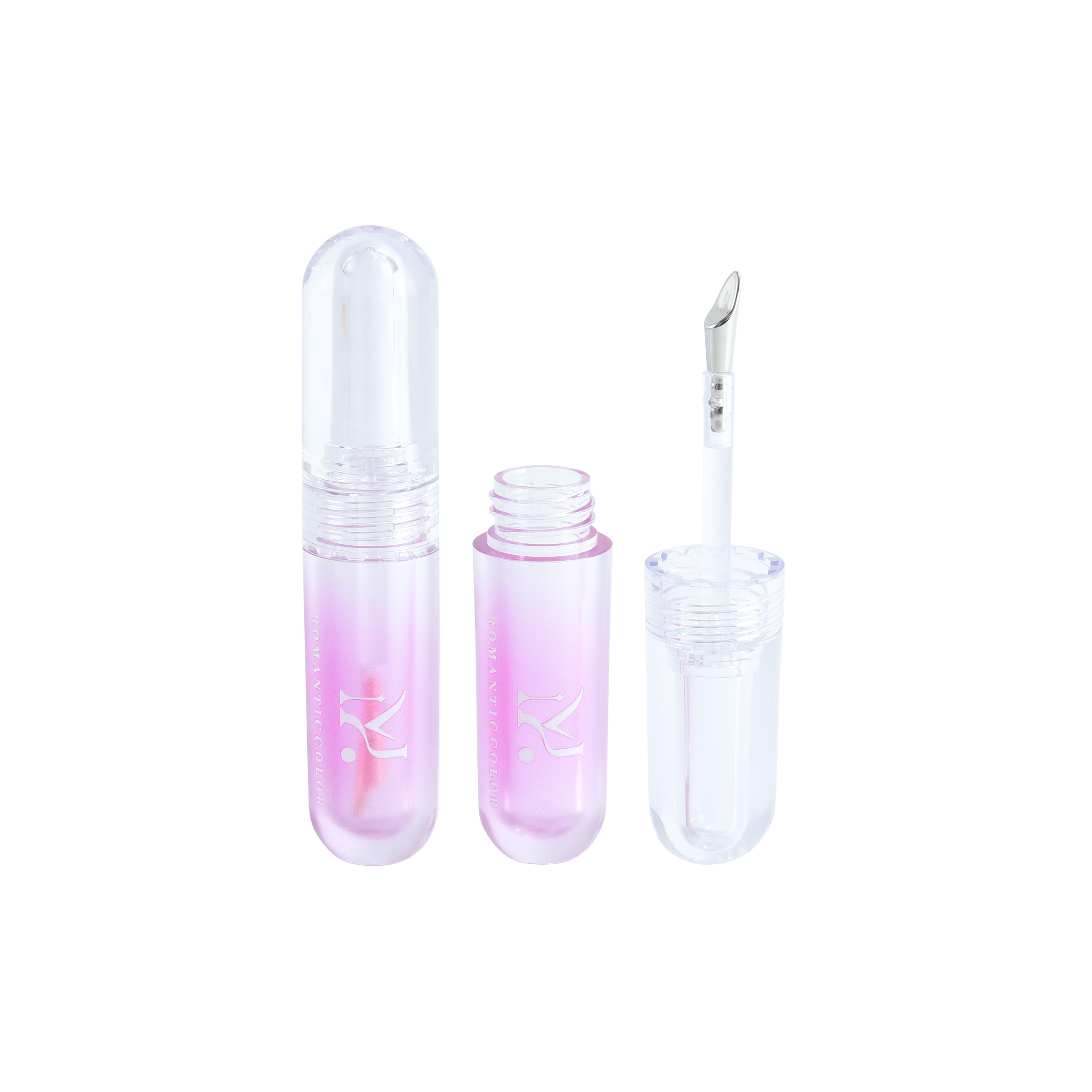 2024 creative capsule shape clear lip gloss tube with metal applicator