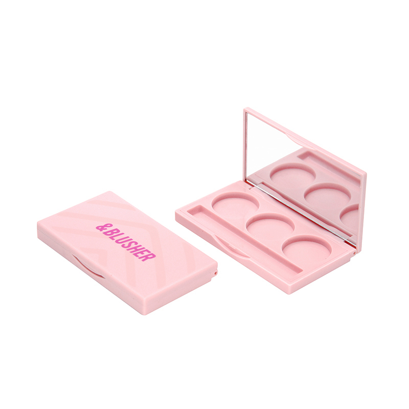 27 mm rund pande blush kompakt beholder pink med spejl og blush plads
