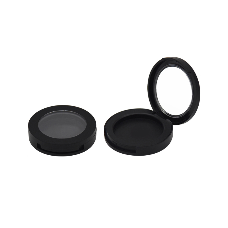 Dia.40mm matte black round section empty blush case with window
