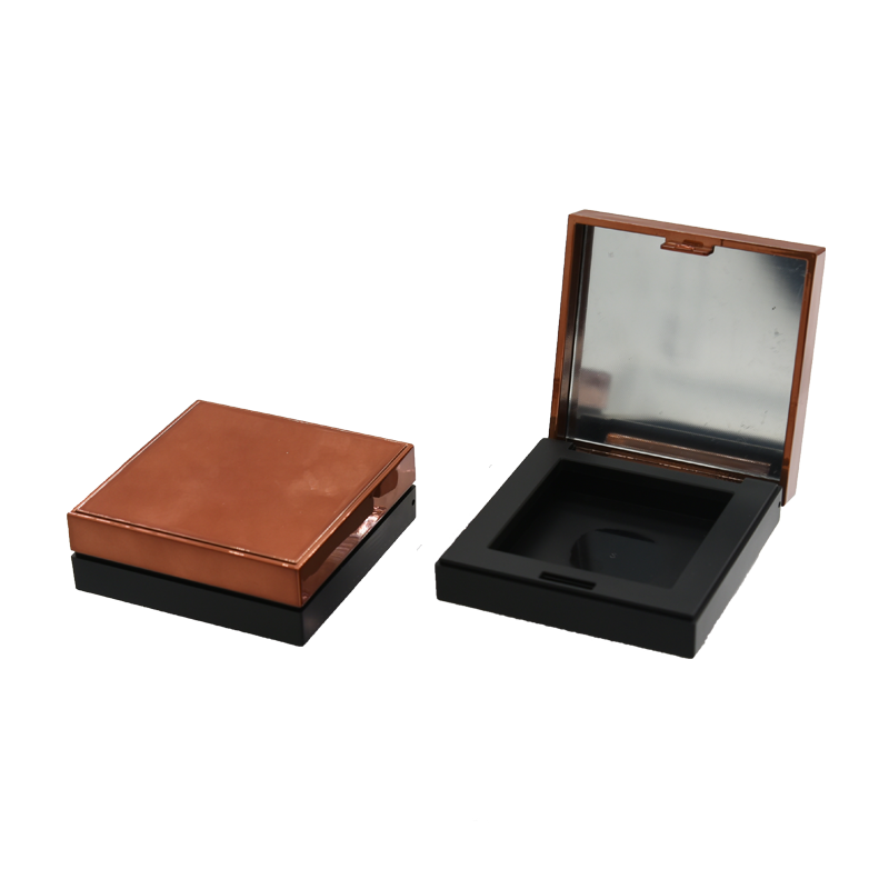 square highlight compact case 53mm brown and black color vintage style