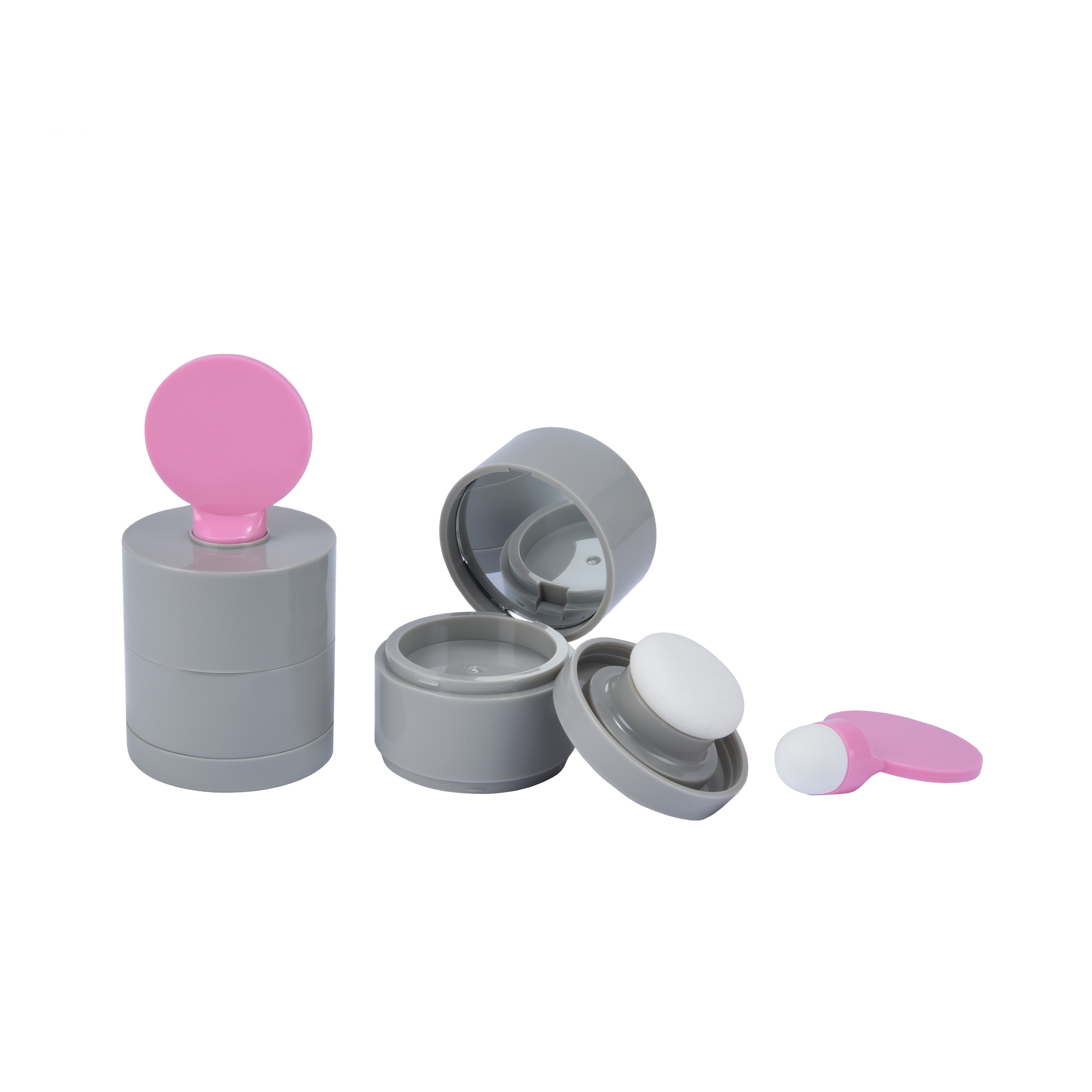 4g plastic empty press powder container with brush for hairline