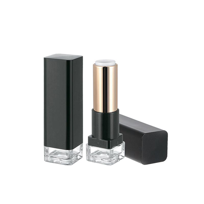 3.8g clear bottom premium black gold empty lipstick tube customzied