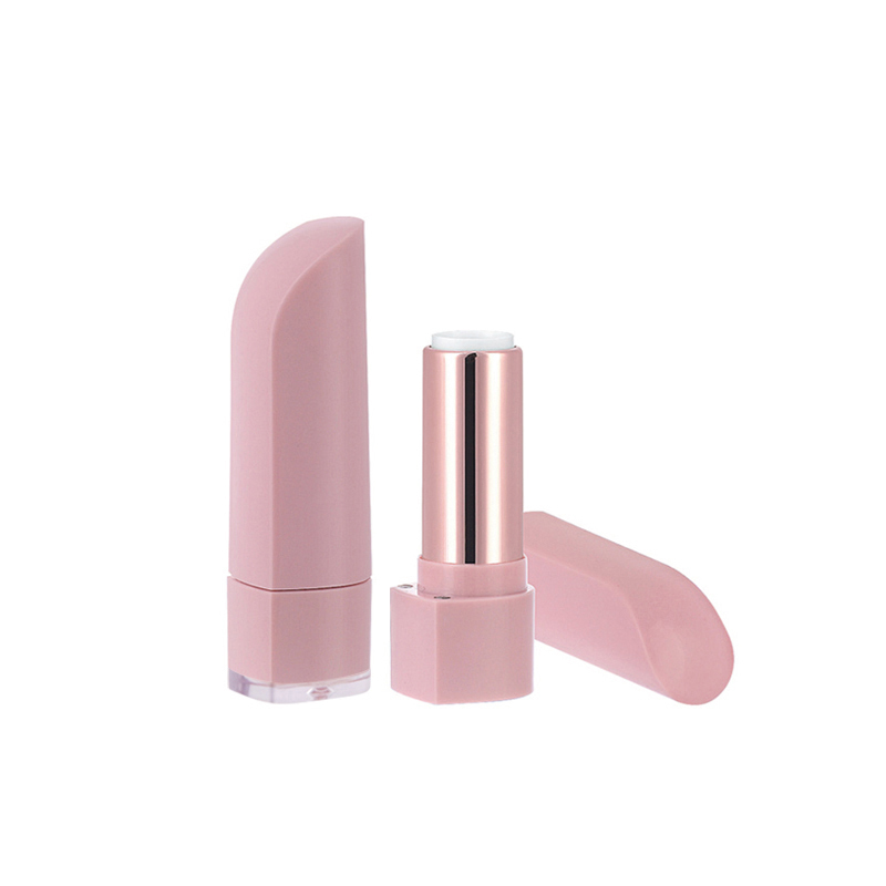 Eco friendly custom pink colored lipstick makeup packaging with clear bottom