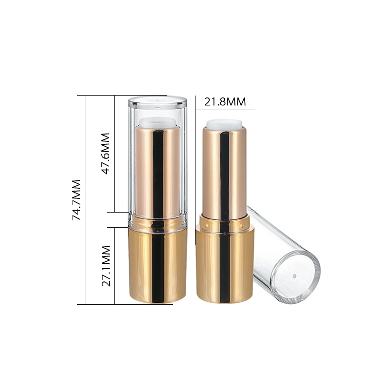 transparent round 3g lip balm tube metallic shiny gold lipbalm container tube