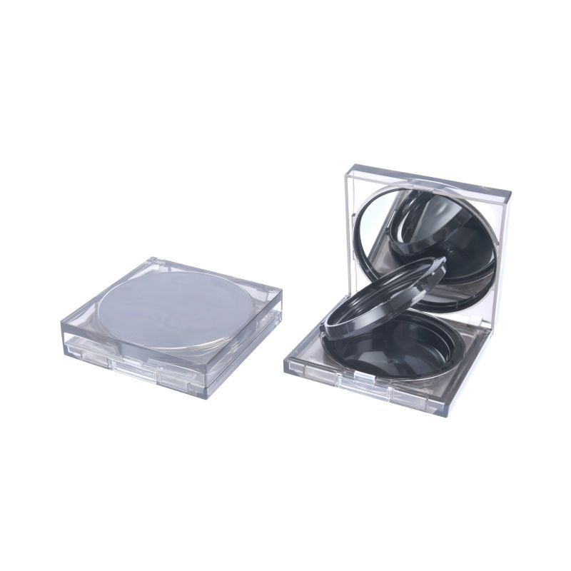 Luxuriöse, quadratische, transparente, schwarze Luftpolster-Puffbox für BB-Creme-Behälter
