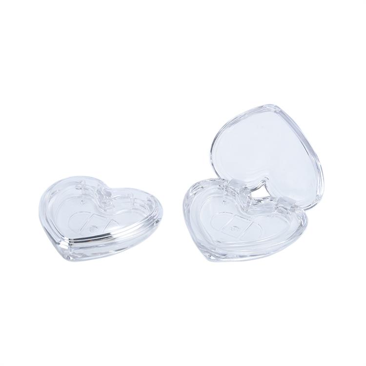 full transparent blush compact cosmetic packaging plastic case heart shape
