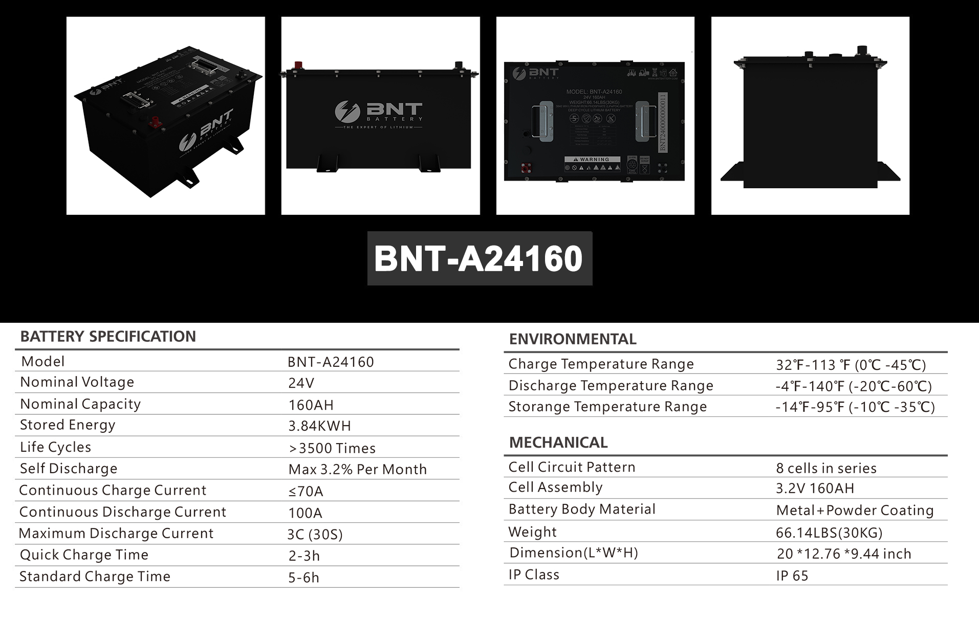 BNT SCISSOR LIFT 24V Battery 160 Spec