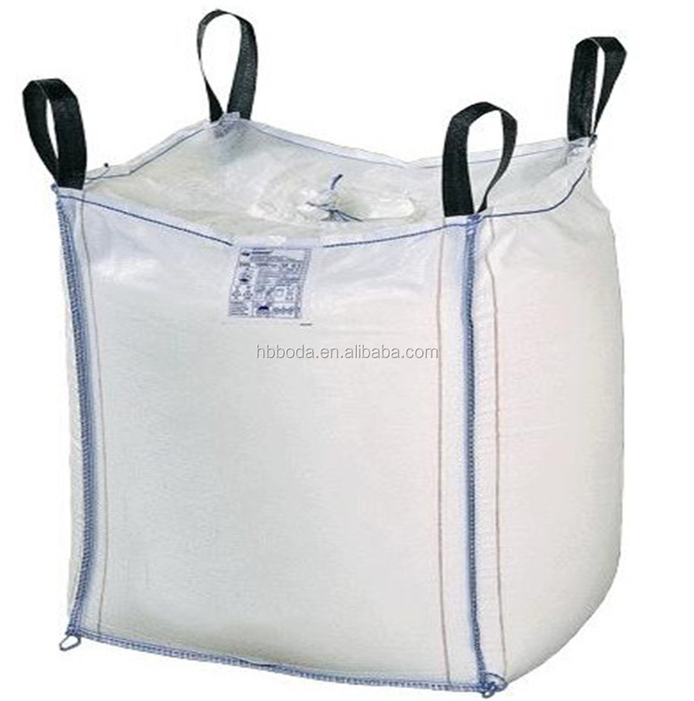 Highest quality white color breathable 100% PP rectangle fibc ton bag with skirt cover Woven jumbo bag