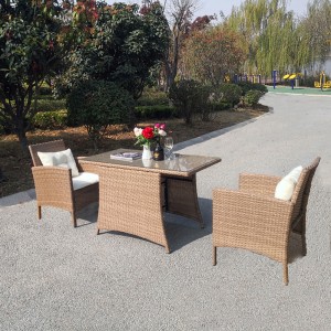 3Pc Patio wicker space-saving bistro furniture rattan dining table set