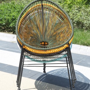 Welded 3 legs stackable Rattan furniture Egg shape Acapulco Chair
