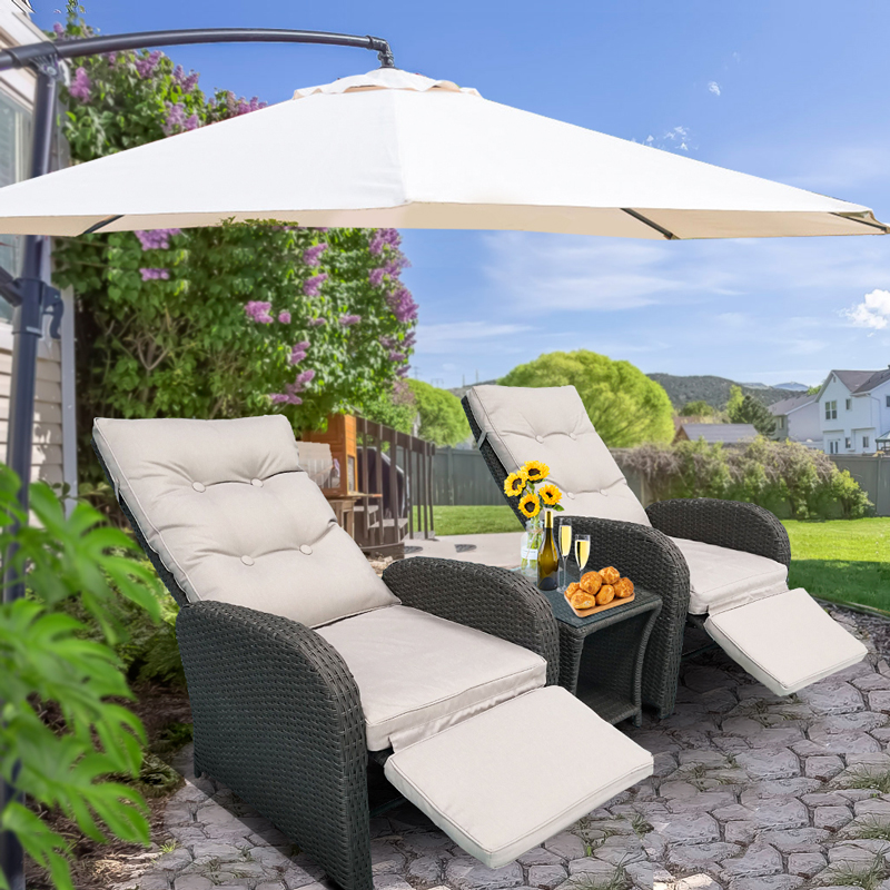 Garden furniture adjustable Sunbed rattan Chaise lounge patio reclining chair Featured Image