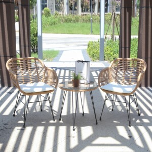 Patio Bistro Set rattan cafe set xwarina piçûk ji bo eywanê balkonê baxçe