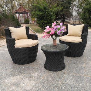 Rattan Bistro Set 2 Vase Chairs Coffee Table Stackable