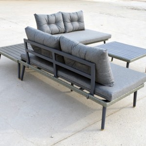 4Pc Patio moqoqo set- jareteng tšepe aluminium sofa set