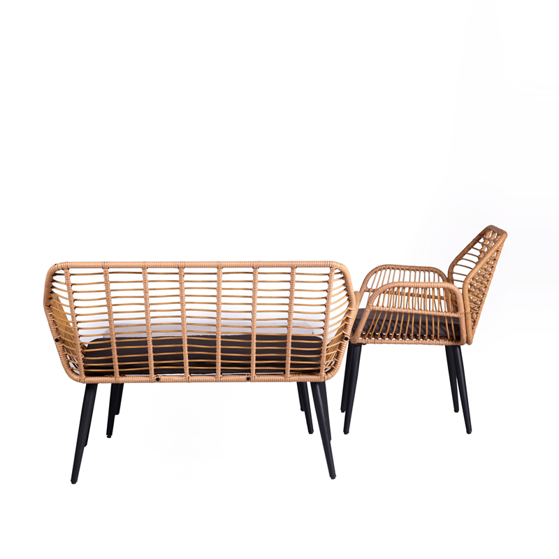 4 Pc Full KD struture natural Rattan woven Patio furniture Sofa Set Featured Image
